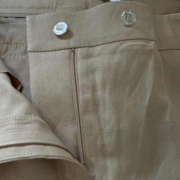 CALVIN KLEIN LINEN FLAT FRONT STRAIGHT LEG TROUSERS IN TAN NWT WOMEN'S SIZE 14P - Picture 6 of 16